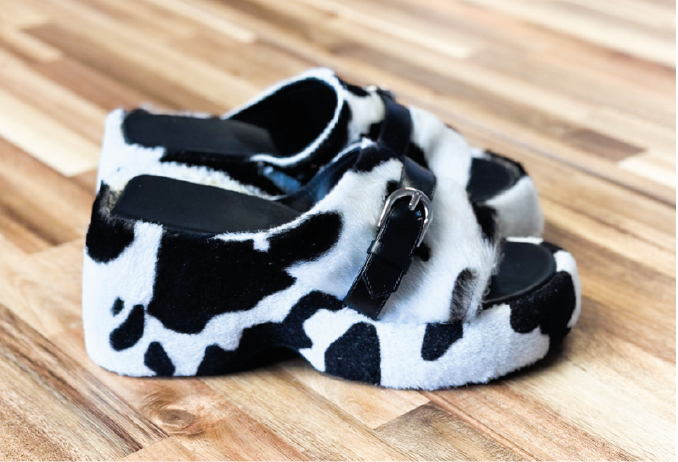 KATE'S COW PRINT PALTFORM MULES